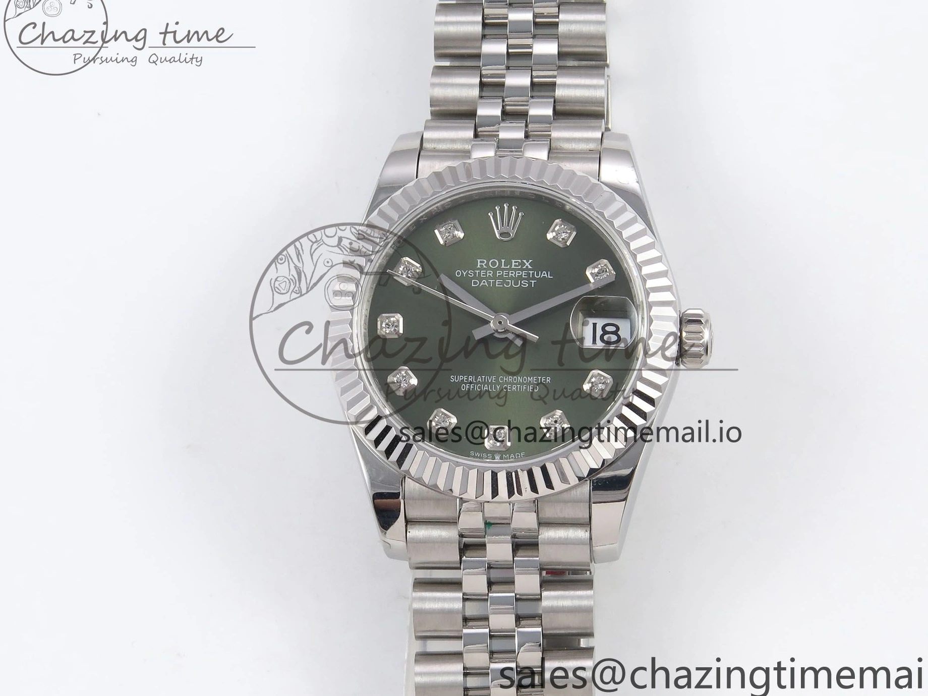 MiroTime 0428 Durable DateJust 31 278274 SS GMF 1:1 Best Edition 904L Steel Green Diamonds Dial on Jubilee Bracelet A 1163